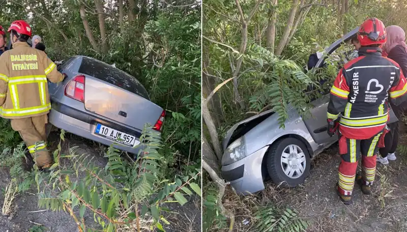 Balıkesir'de Kontrolden Çıkan Araç Şarampole Yuvarlandı: İki Yaralı